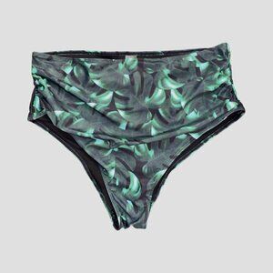 Sz.XL*NWOT*Green/Black Floral-Print Hi-Waisted Bikini Bottoms